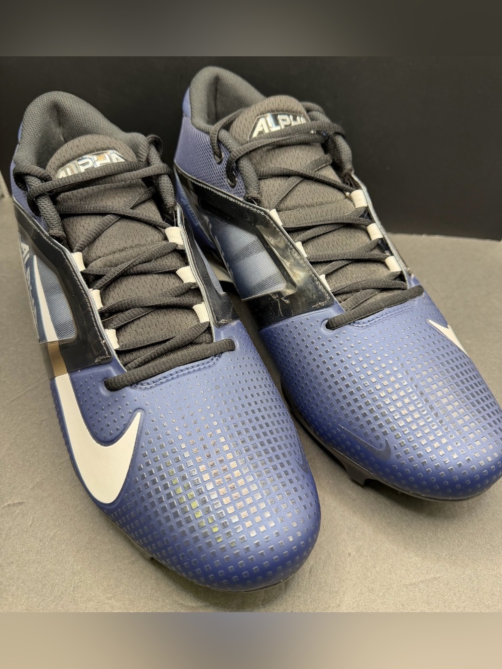 Nike - Alpha Menace 4, Men’s Blue Alpha Football Cleats,Size:14, New without box